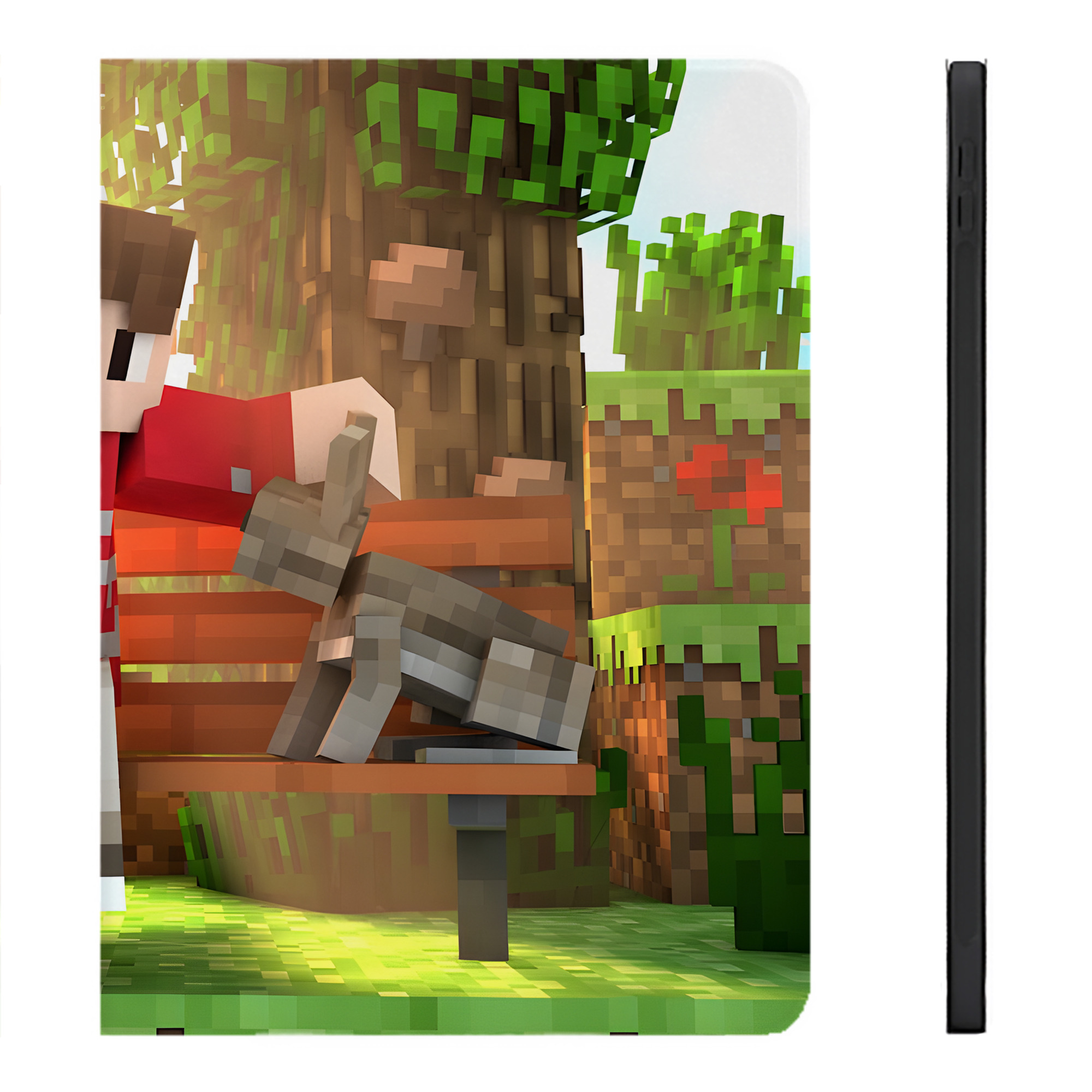 （画像用） マインクラフト ブロックの世界 Minecraft MC Block world IPadケース ペンホルダー付き ブックスタイルデザイン